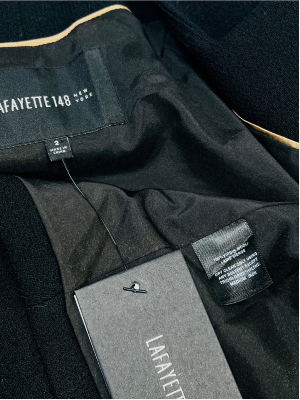 NWT Lafayette 148 New York Black Blazer 2 Jacket 100% Wool Minimalistic - Picture 6 of 10